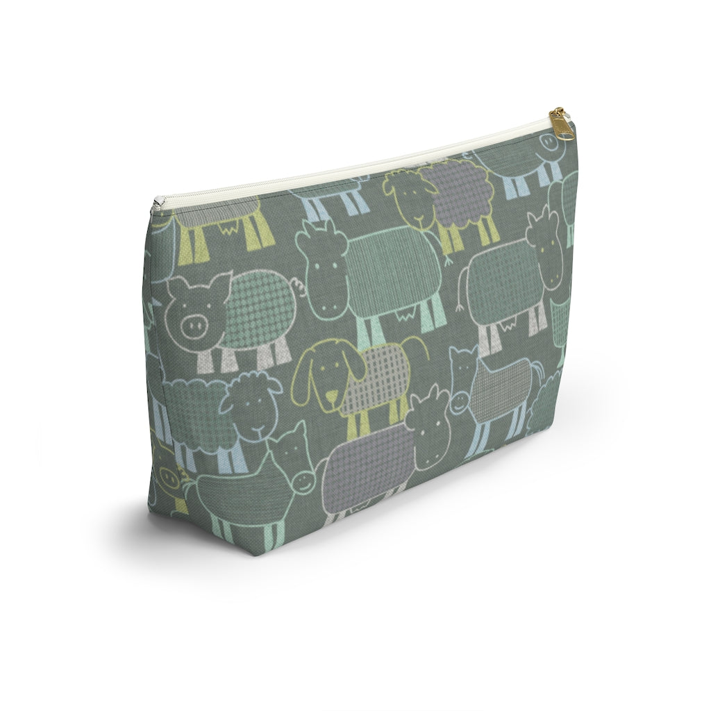 Animal Farm Accessory Pouch w T-bottom in Aqua