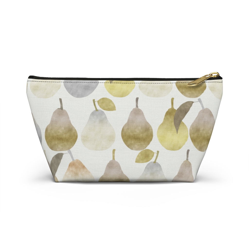 Watercolor Pears Accessory Pouch w T-bottom in Gold