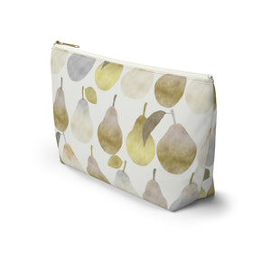 Watercolor Pears Accessory Pouch w T-bottom in Gold