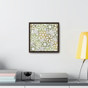 Floral Lace with Leaves Framed Gallery Wrap Canvas in Green