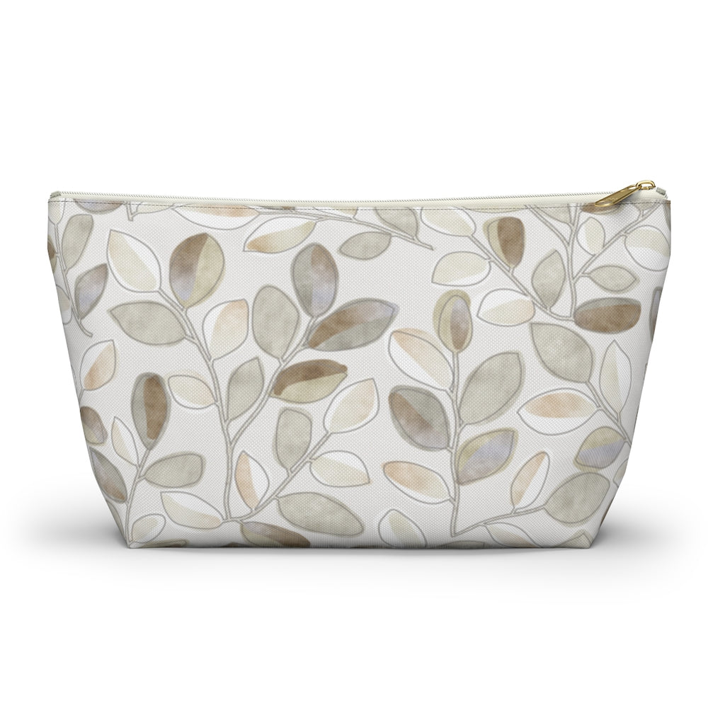 Cherry Plum Leaves Accessory Pouch w T-bottom in Brown