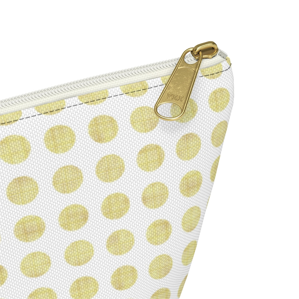 Textured Polka Dots Accessory Pouch w T-bottom in Yellow
