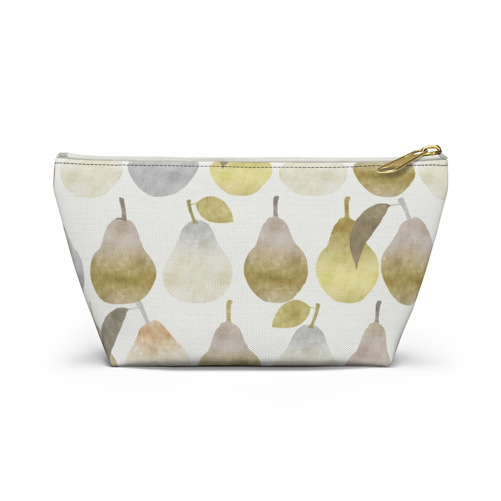 Watercolor Pears Accessory Pouch w T-bottom in Gold