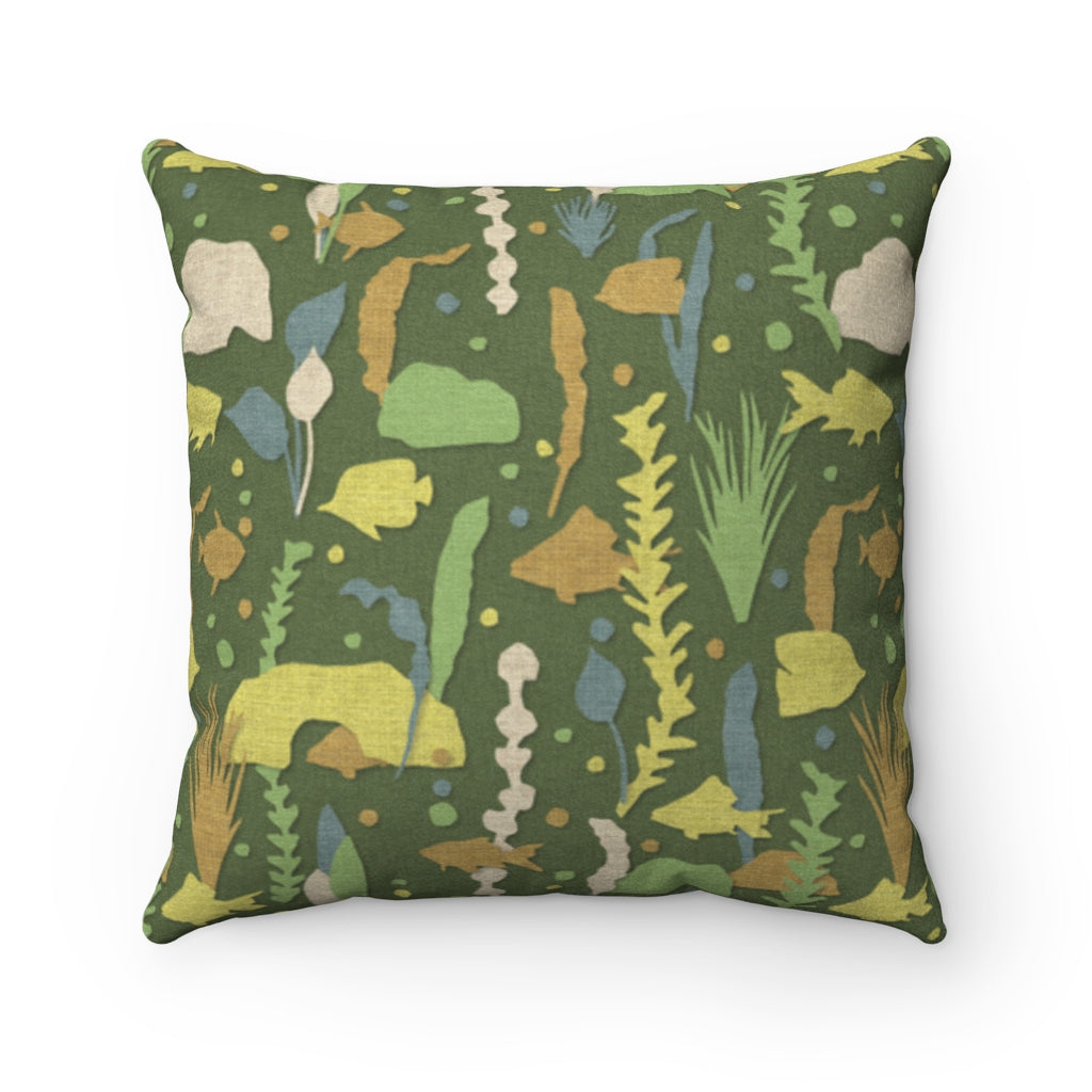 Finding Square Throw Pillow in Green