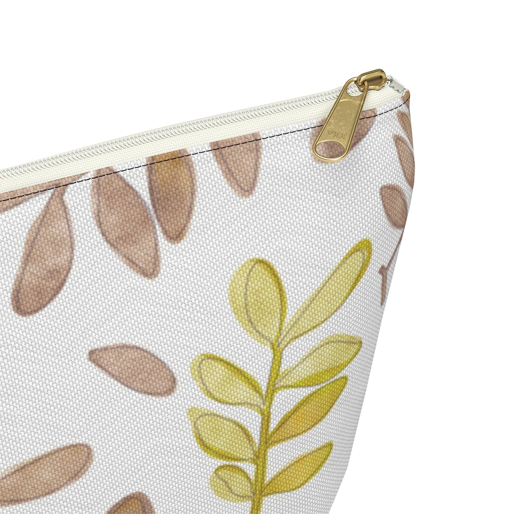 Watercolor Tossed Leaves Accessory Pouch w T-bottom in Red