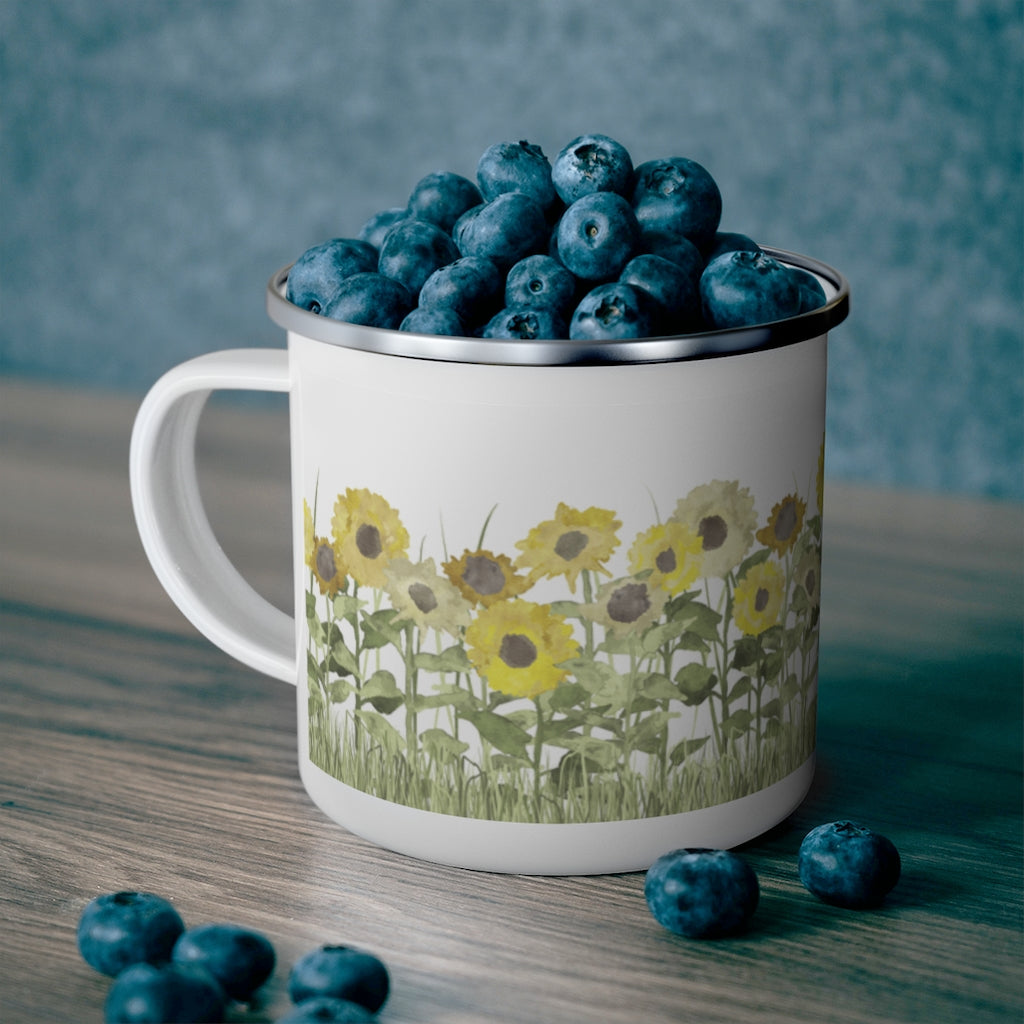 Sunflower Field Enamel Mug in Yellow