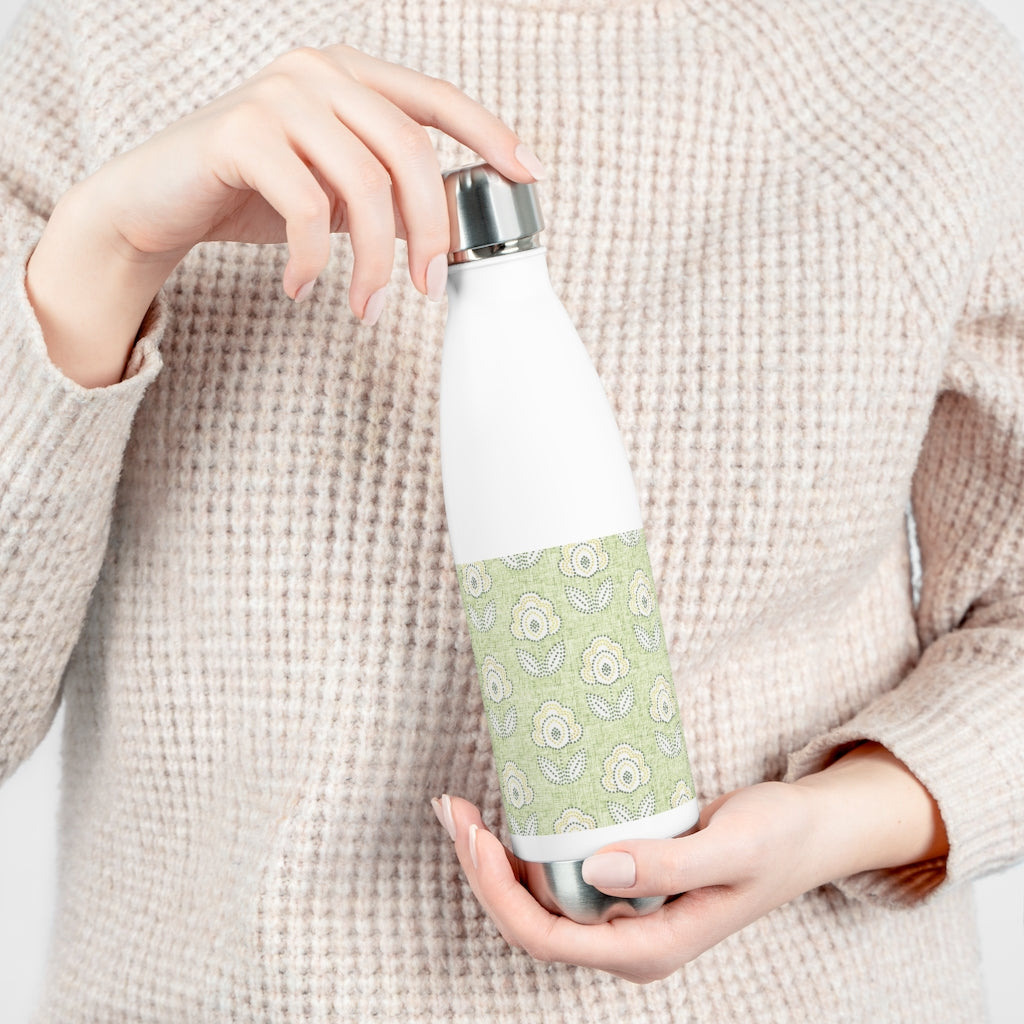 Pinpoint Floral 20oz Insulated Bottle in Green