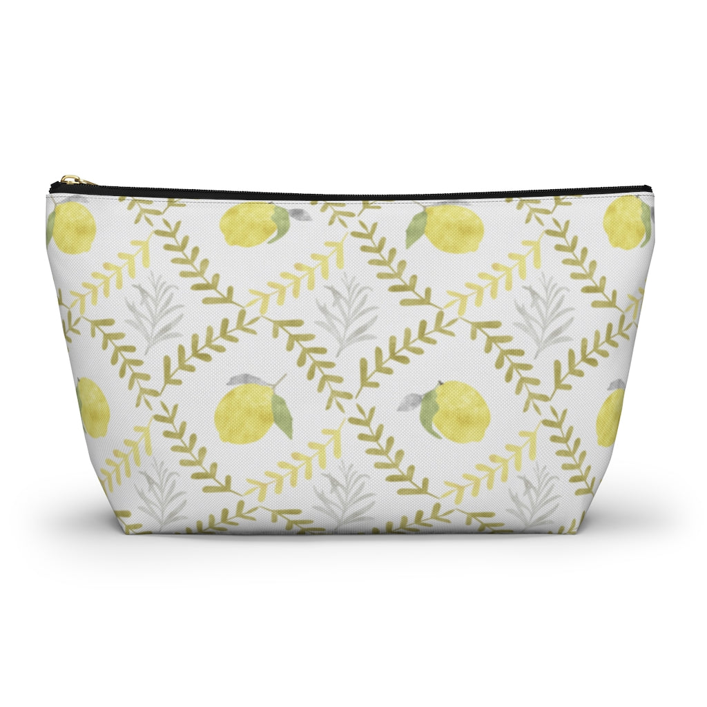 Lemon Tile Accessory Pouch w T-bottom in Yellow