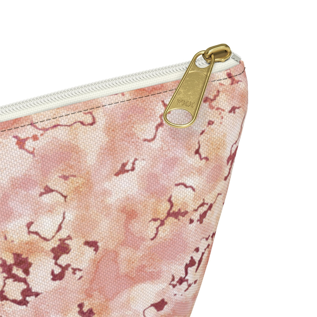 Carrara Marble Accessory Pouch w T-bottom in Pink