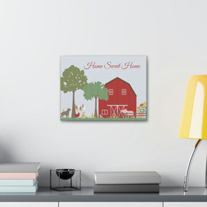 Barnyard Fun Home Wrapped Canvas in Red