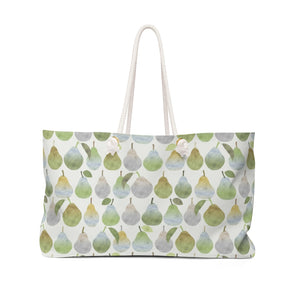 Watercolor Pears Weekender Bag in Green