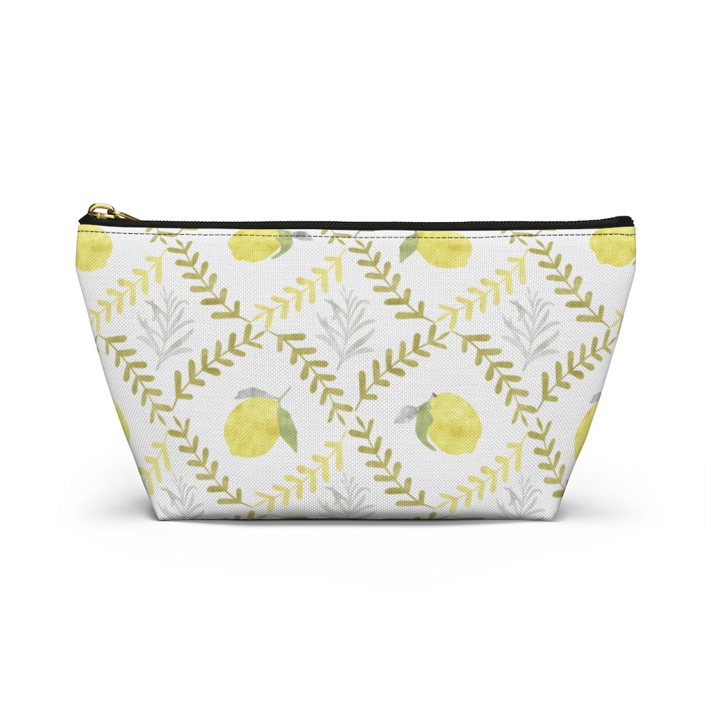 Lemon Tile Accessory Pouch w T-bottom in Yellow