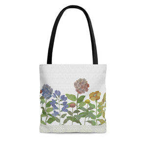 Illustrated Flowers Tote Bag in Green