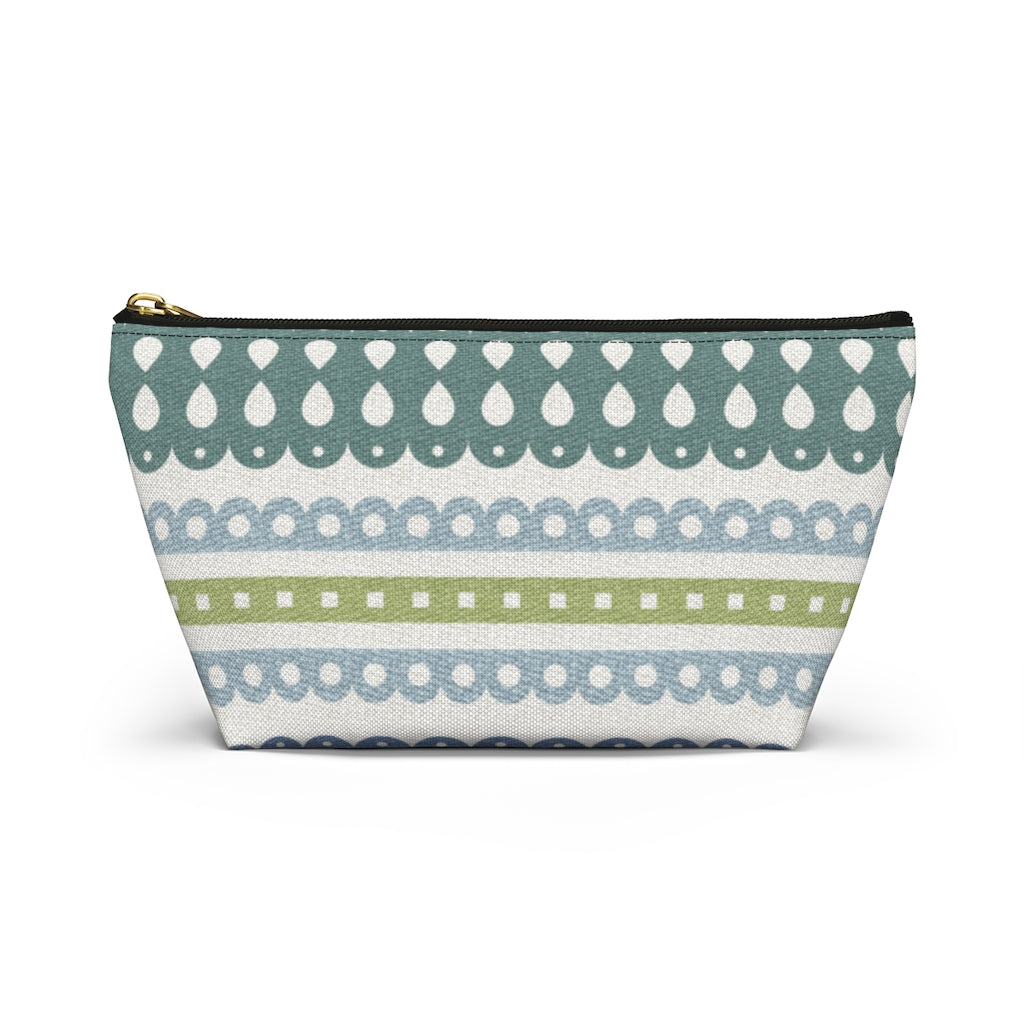Ribbon Candy Accessory Pouch w T-bottom in Green