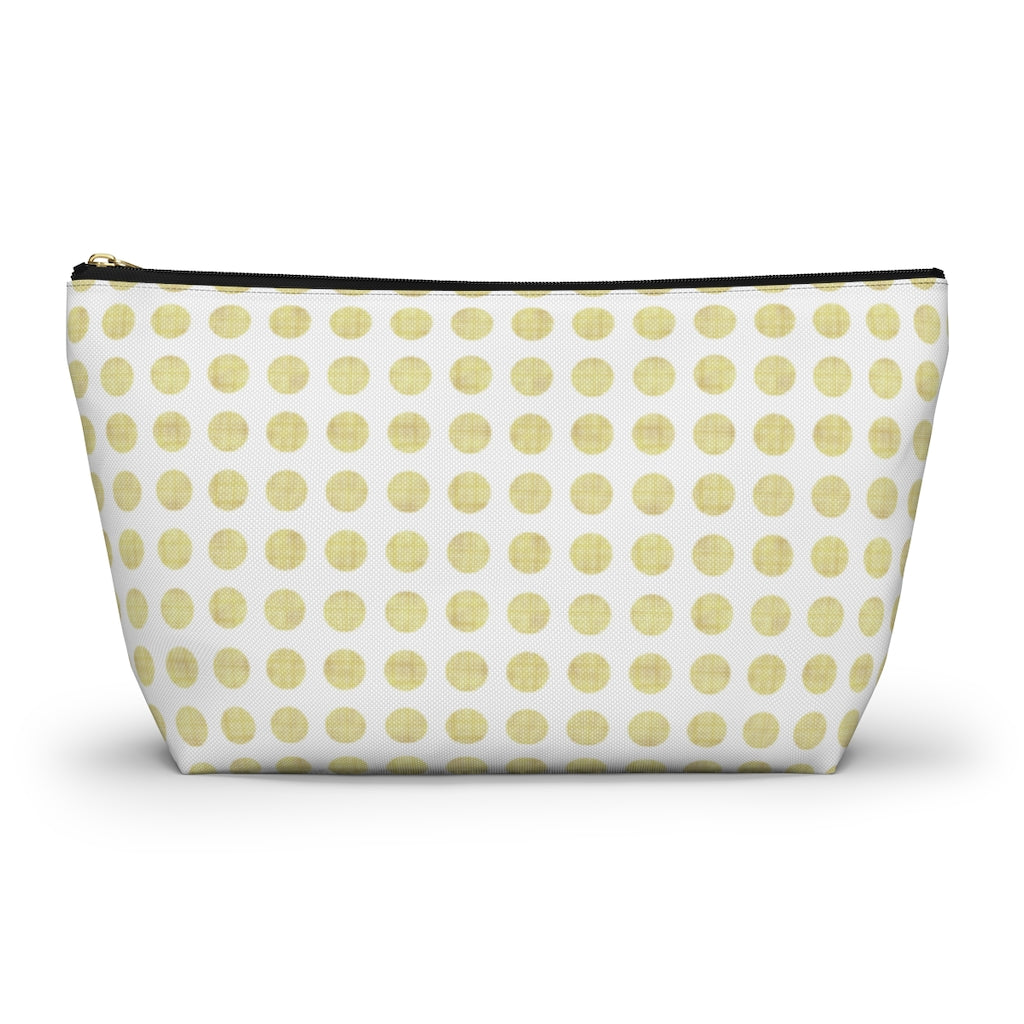 Textured Polka Dots Accessory Pouch w T-bottom in Yellow