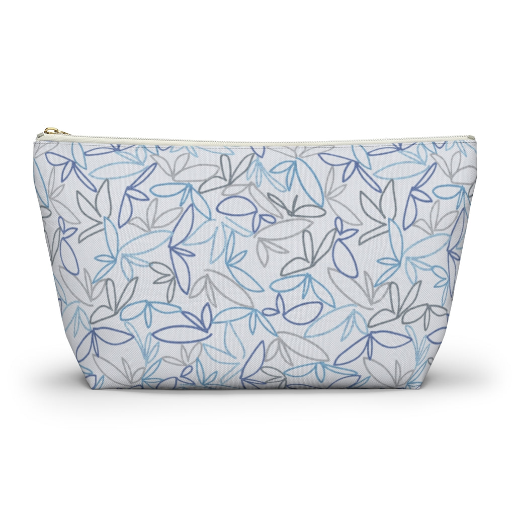 Sketch Leaf Accessory Pouch w T-bottom in Blue