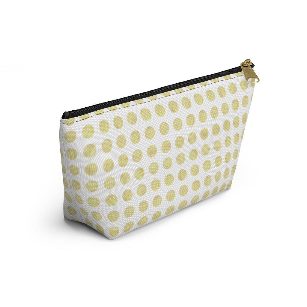 Textured Polka Dots Accessory Pouch w T-bottom in Yellow