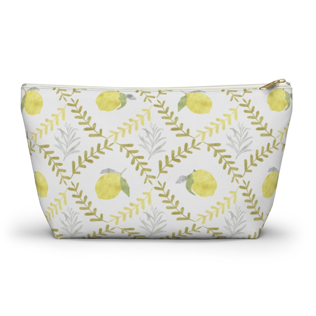 Lemon Tile Accessory Pouch w T-bottom in Yellow