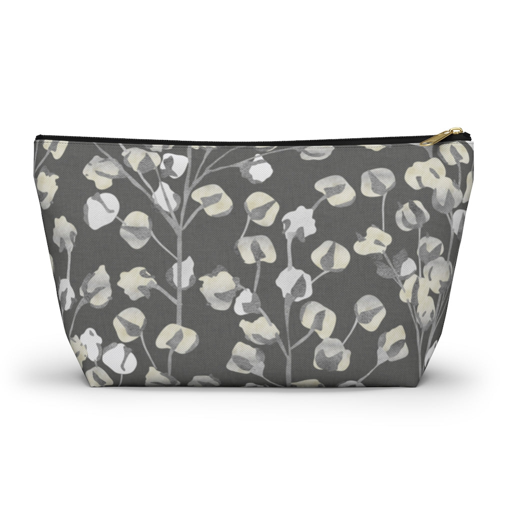 Cotton Branch Accessory Pouch w T-bottom in Gray