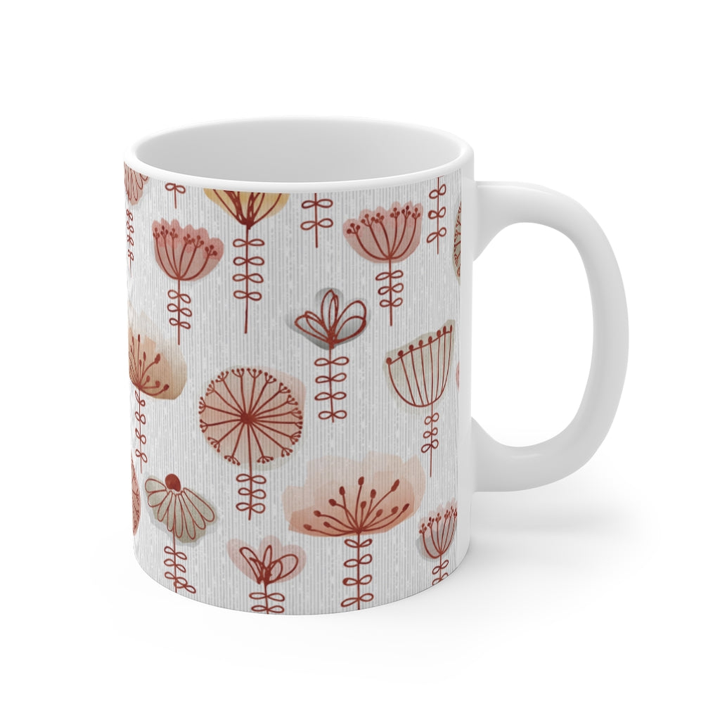Watercolor Sketch Floral Mug in Red