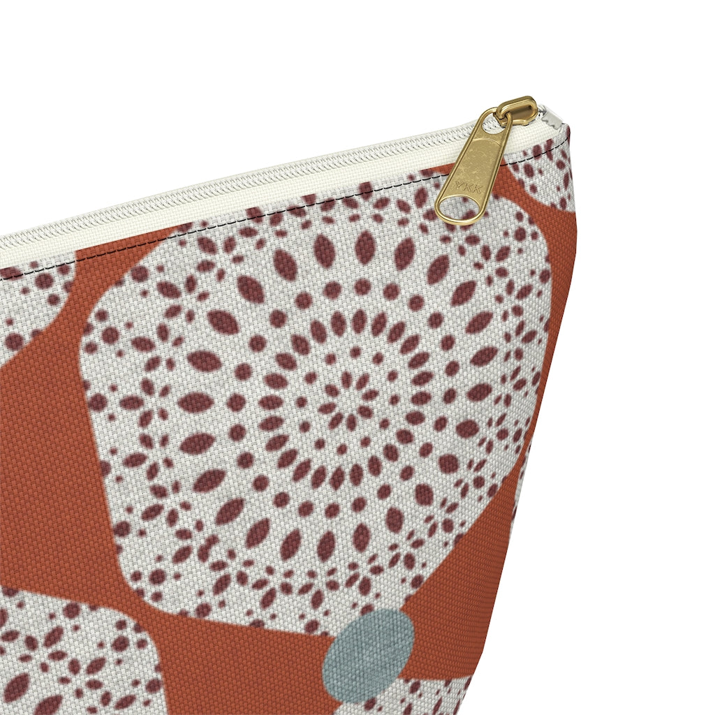 Lace Hexagon Accessory Pouch w T-bottom in Orange