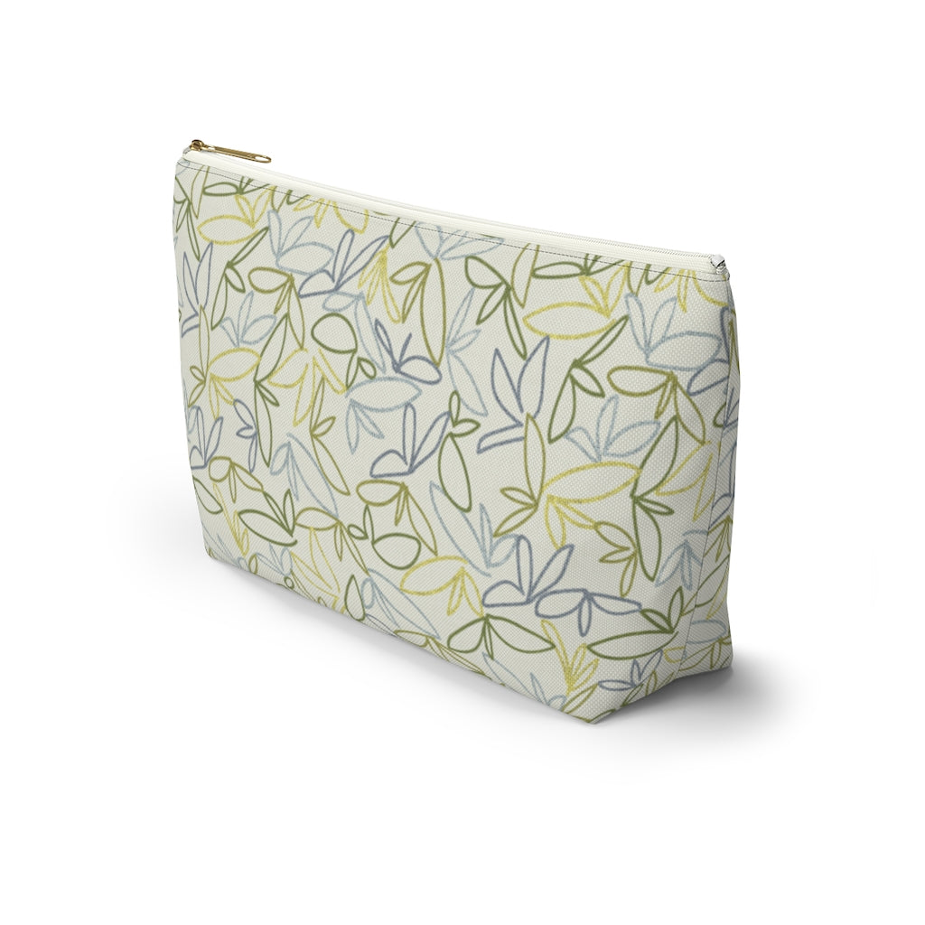 Sketch Leaf Accessory Pouch w T-bottom in Green