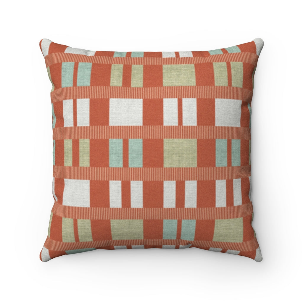 Clerestory Mid Century Modern Square Throw Pillow in Orange