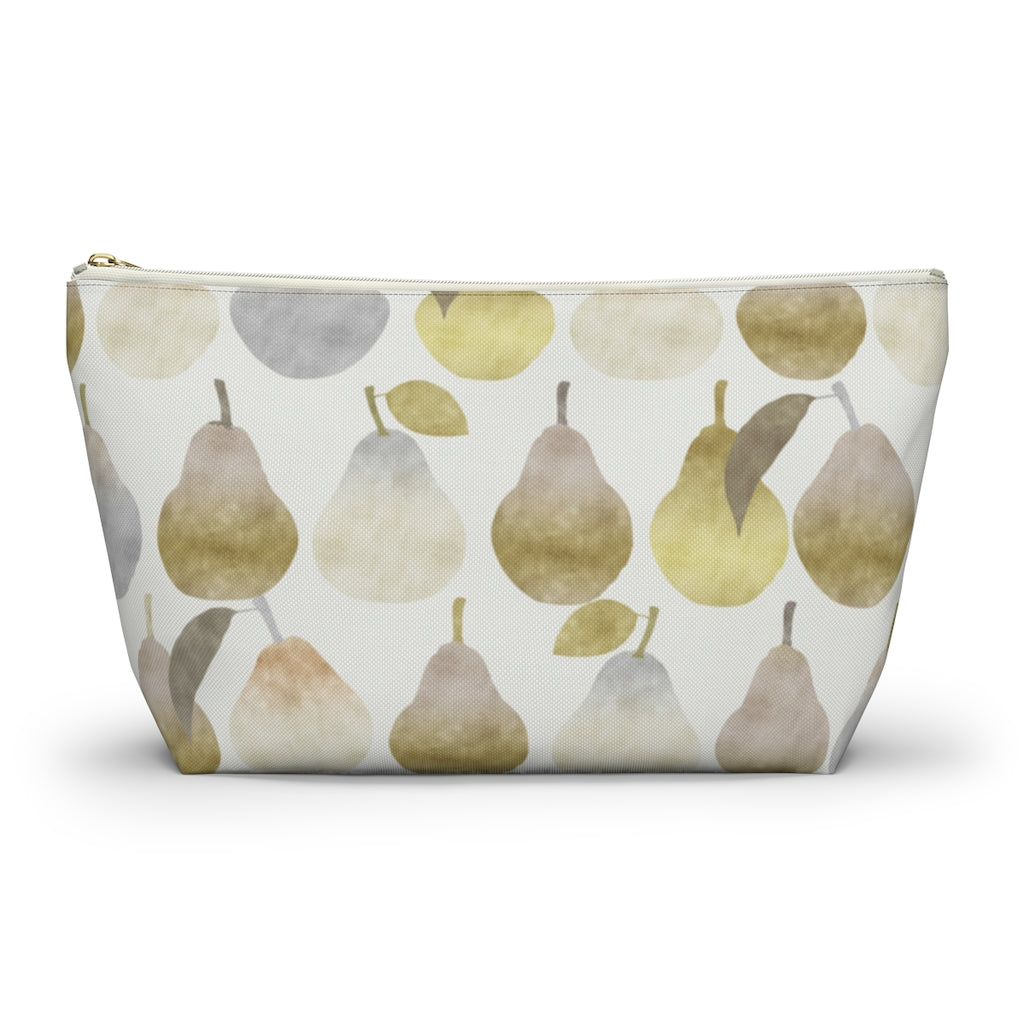 Watercolor Pears Accessory Pouch w T-bottom in Gold