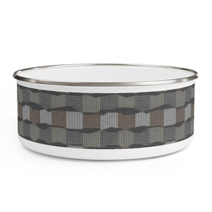 Check Stripe Enamel Bowl in Gray