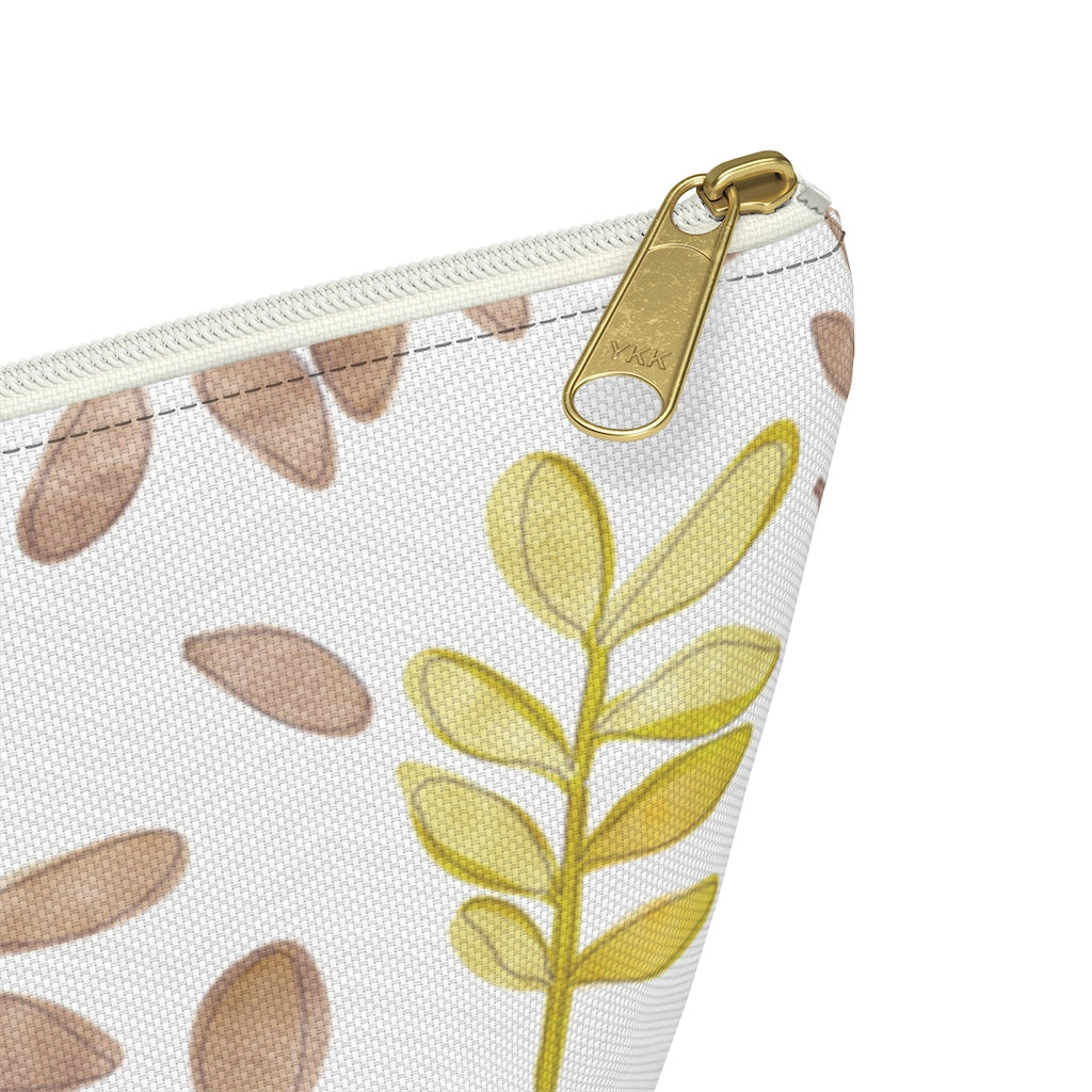 Watercolor Tossed Leaves Accessory Pouch w T-bottom in Red
