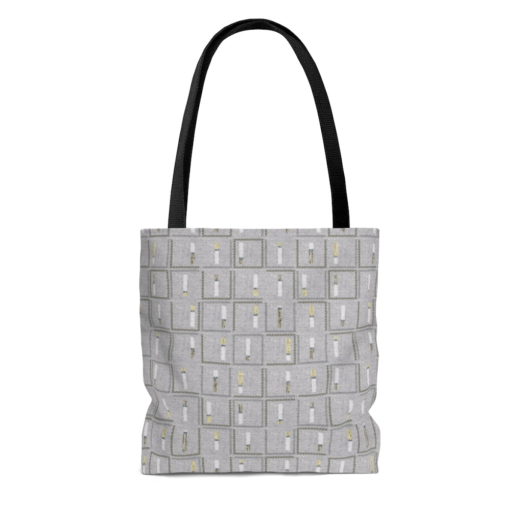 Pencil to Paper Code Tote Bag in Gray