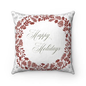Holiday Wreath Square Throw Pillow in Gray