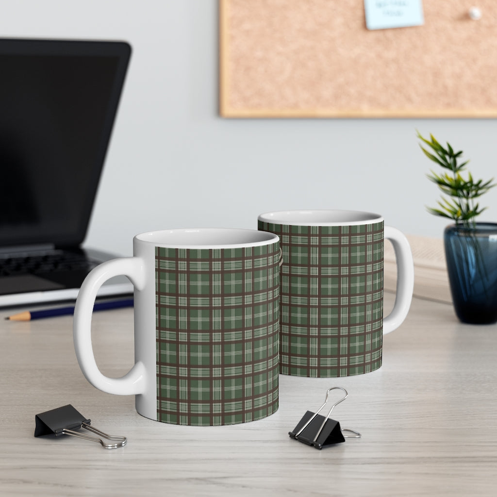 Plaid Deer Mug in Green
