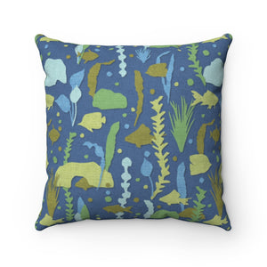 Finding Square Throw Pillow in Blue
