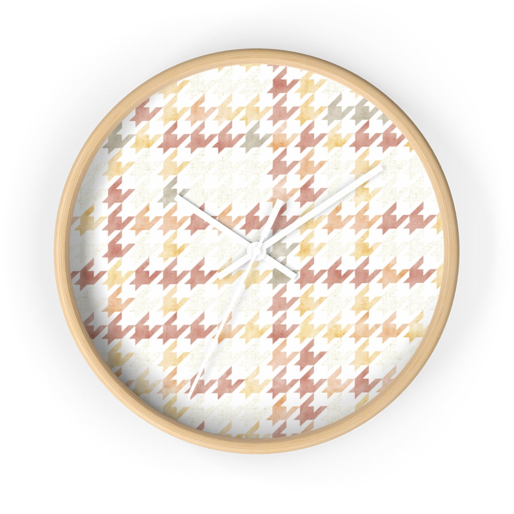 Plaid Houndstooth Wall Clock in Pink