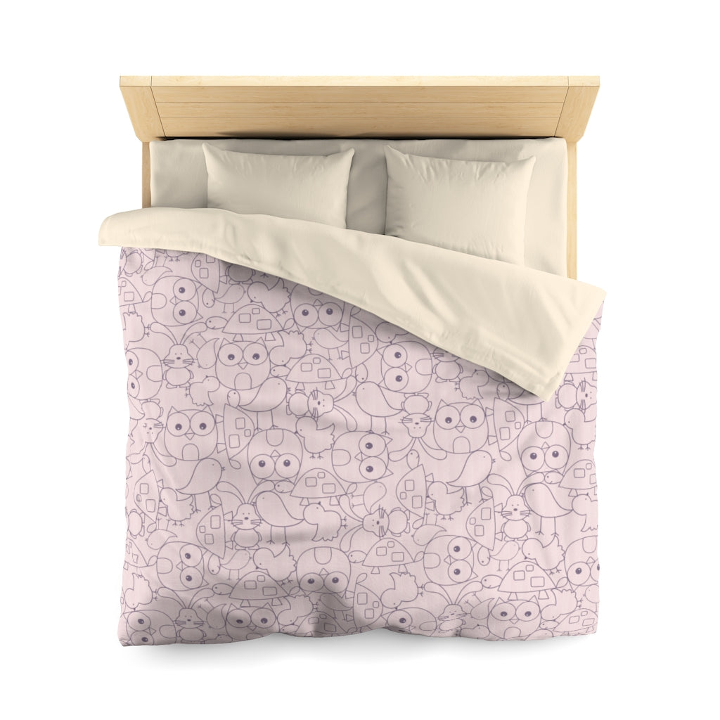 Cute Critters Microfiber Duvet Cover in Pink
