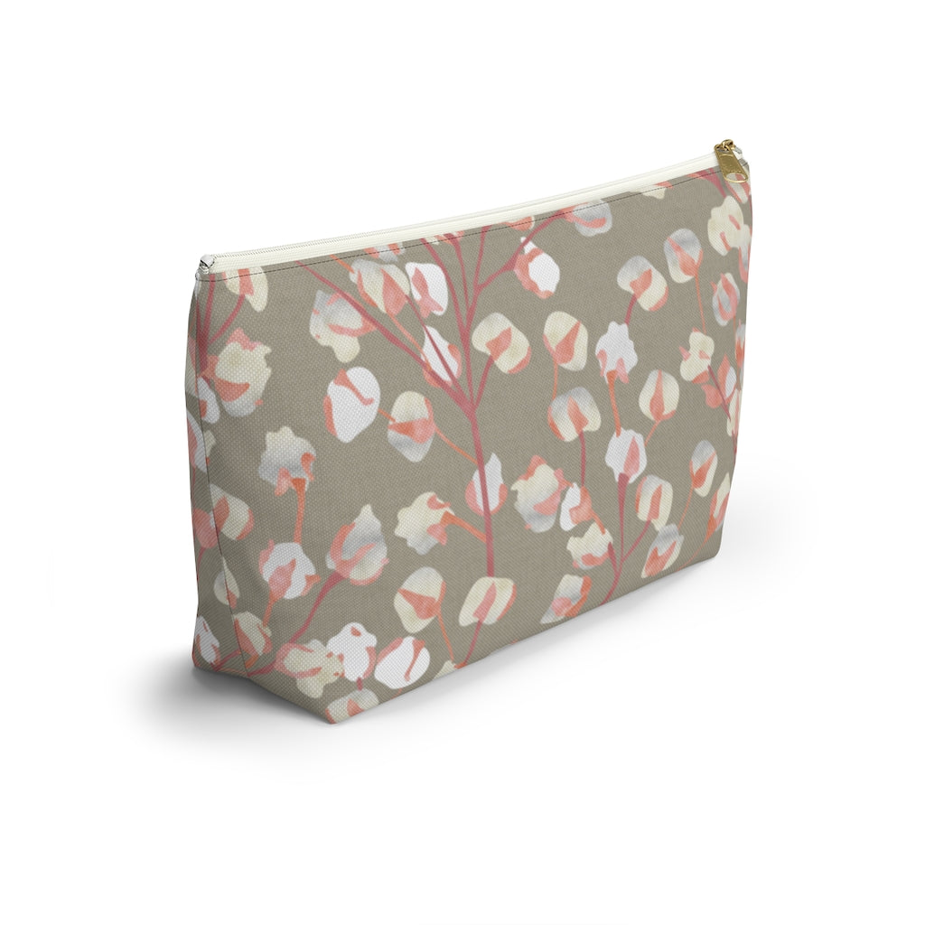 Cotton Branch Accessory Pouch w T-bottom in Pink