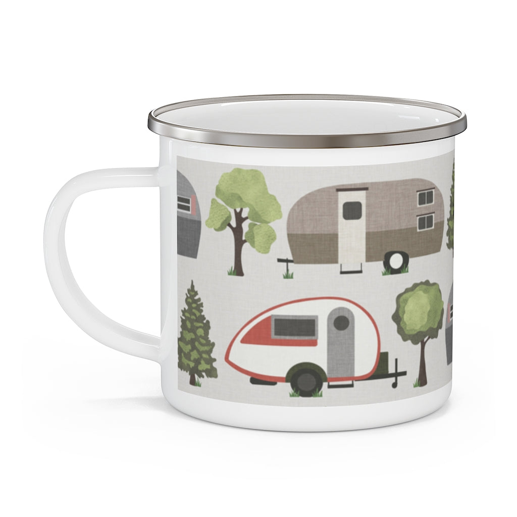 Teardrop Campers Enamel Mug in Pink