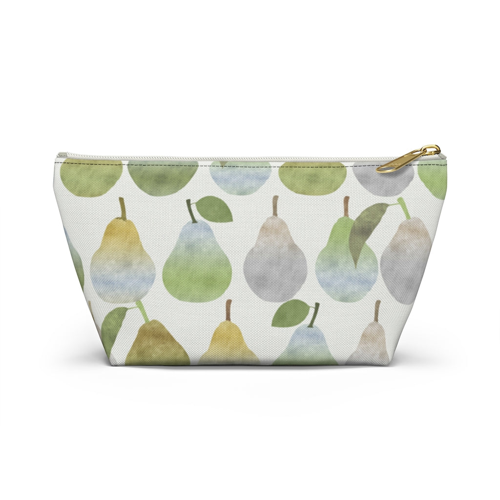 Watercolor Pears Accessory Pouch w T-bottom in Green