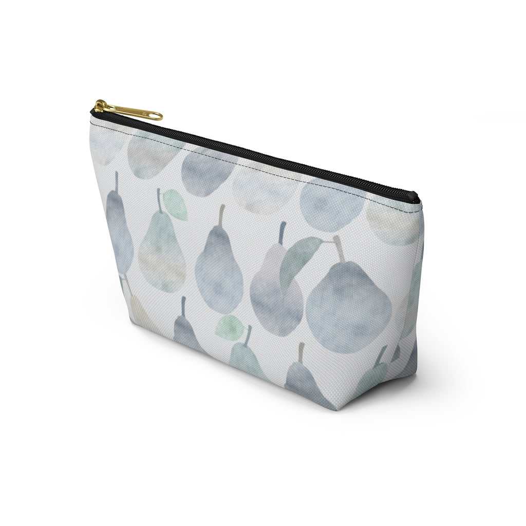 Watercolor Pears Accessory Pouch w T-bottom in Light Blue