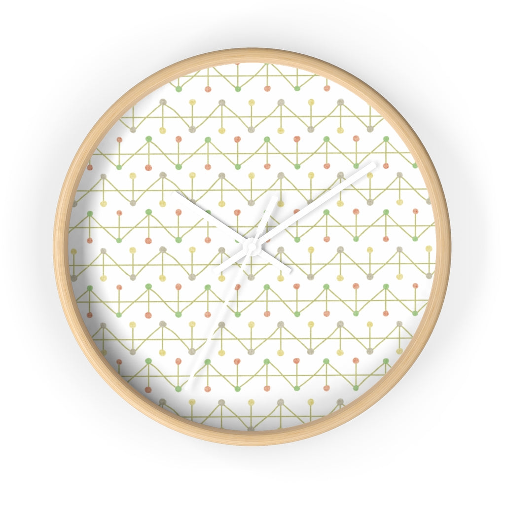 Polka Dot Chevron Wall Clock in Green