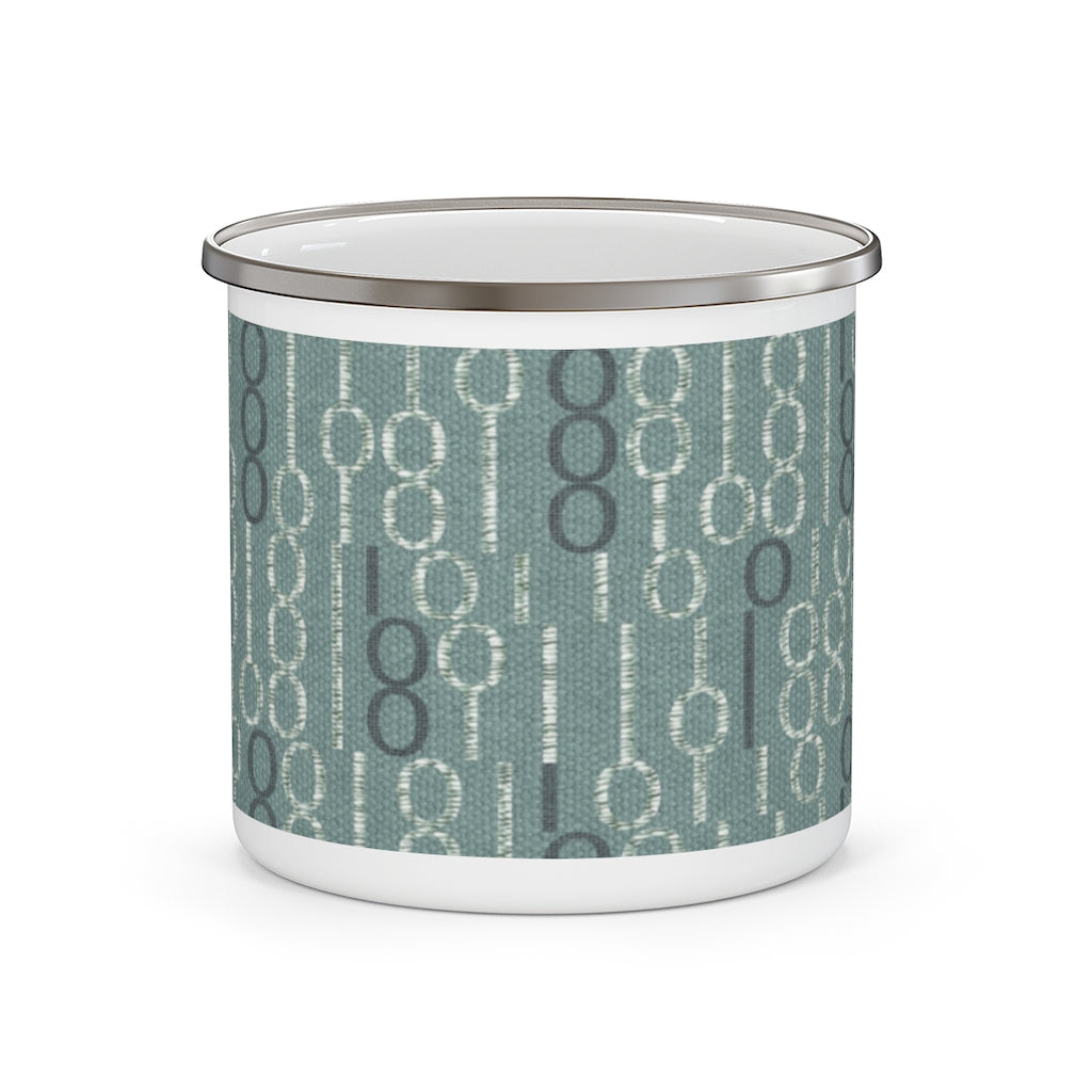 Railroad Code Enamel Mug in Aqua