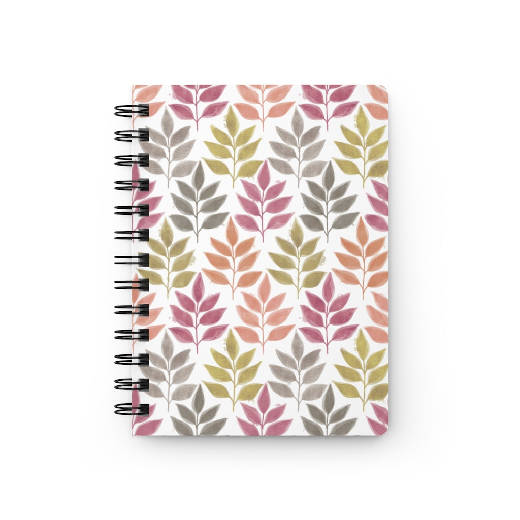 Watercolor Leaves Spiral Bound Journal in Coral
