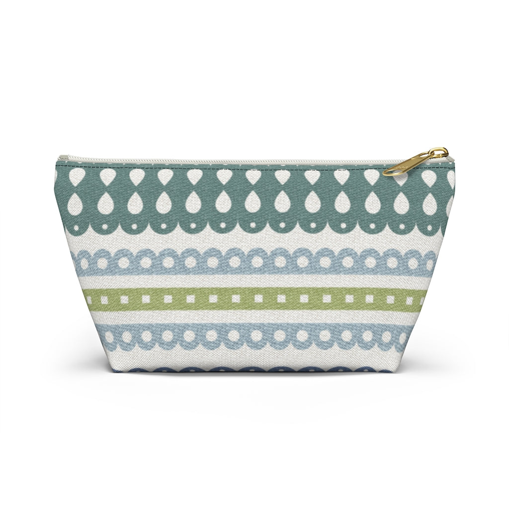Ribbon Candy Accessory Pouch w T-bottom in Green