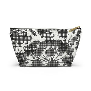 Floral Plaid Accessory Pouch w T-bottom in Black