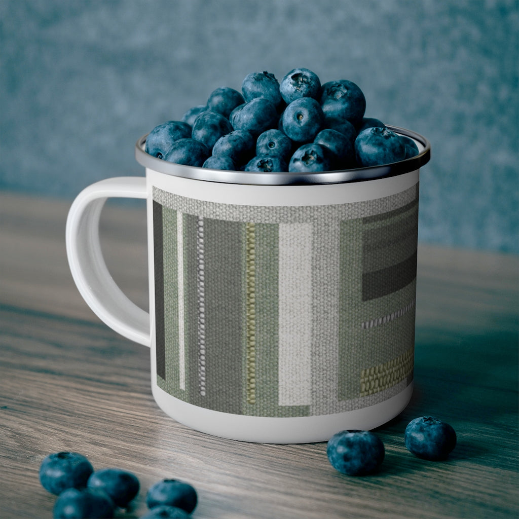 Bird Code Enamel Mug in Green