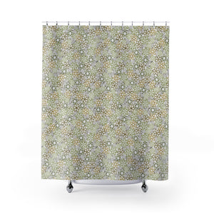Floral Lace with Leaves Shower Curtain in Green