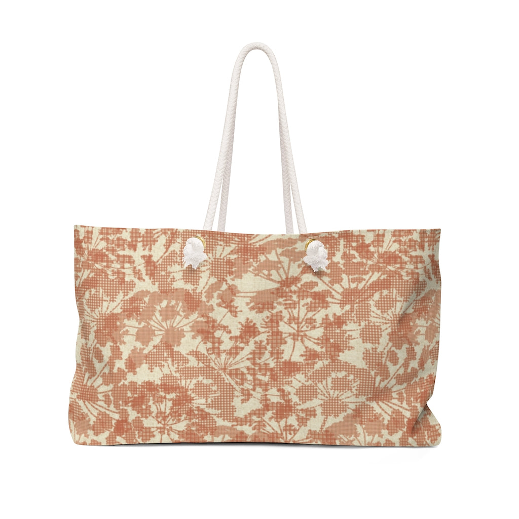 Floral Plaid Weekender Bag in Orange