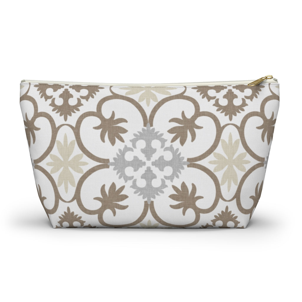 Portugal Tile Accessory Pouch w T-bottom in Brown