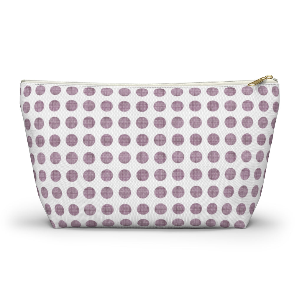Textured Polka Dots Accessory Pouch w T-bottom in Purple